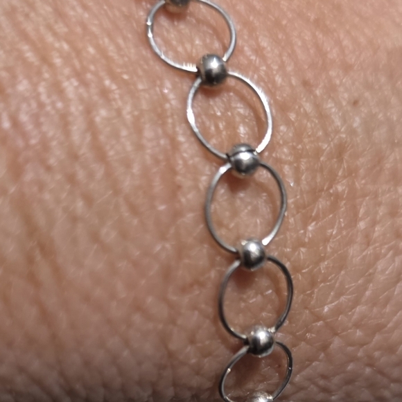 STERLING 925 CHARM BRACELET OR ANKLET IT IS ADJUSTABLE 8 Inches - Picture 2 of 3